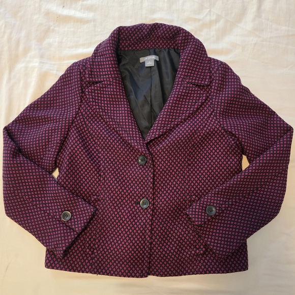 Ann Taylor Pink & Black Jacquard Skirt Suit Set Size 14 - Picture 3 of 8